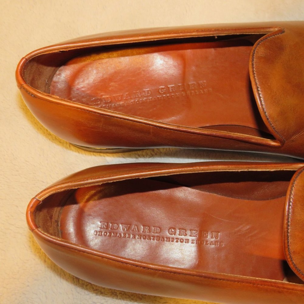 Edward Green Bamford Edwardian Antique Brown Leather Wholecut Loafers 11.5 - Picture 10 of 12